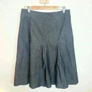 Sandro Sportswear Denim Pleated A-line Midi Jean Skirt Size 14